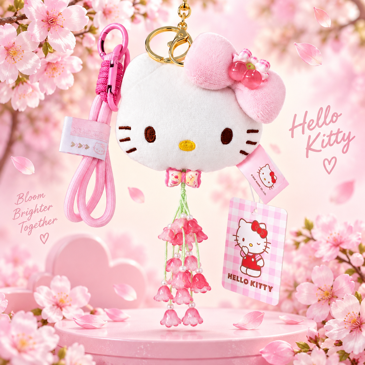 Hello Kitty Cherry Blossom Plush Keychain