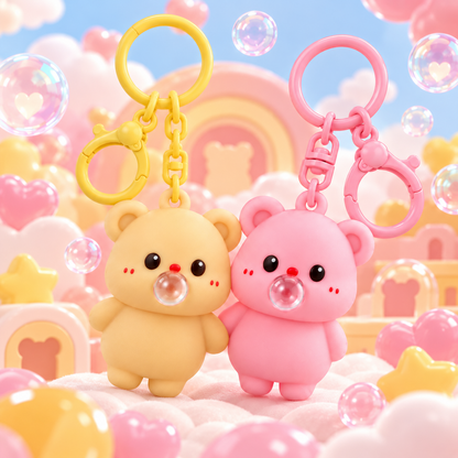 Blowing Bubbles Bear Keychain